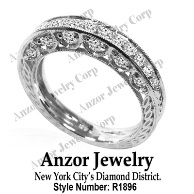 Pave-Set Diamond Wedding Ring in 14k White Gold