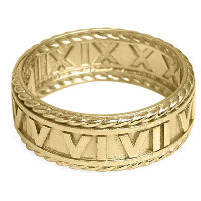 Men's 14k Yellow Gold Roman Design Ring