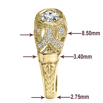 Russian Style Diamond Anniversary Ring in 14k Gold