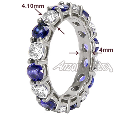 Diamond Blue Ceylon Sapphire Wedding Band 14k Gold