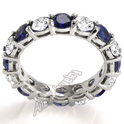 Diamond Blue Ceylon Sapphire Wedding Band 14k Gold