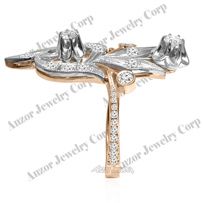 Russian Style 14k Rose & White Gold Diamond Ring
