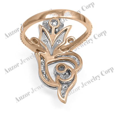 Russian Style 14k Rose & White Gold Diamond Ring