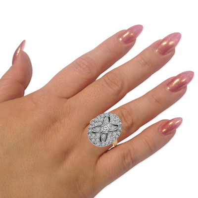 Russian style Diamond Ring 14k Rose & White Gold