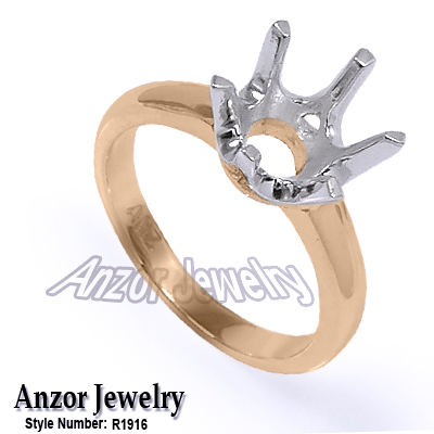 Six-Prong Knife Edge Ring Mounting 14K