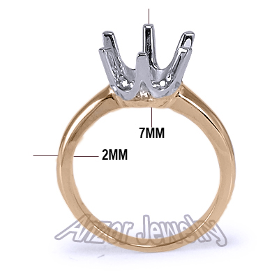Six-Prong Knife Edge Ring Mounting 14K