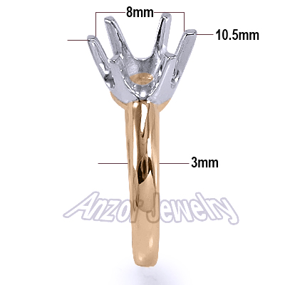 Six-Prong Knife Edge Ring Mounting 14K