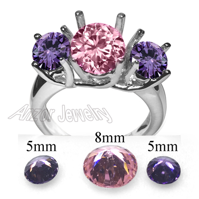 14k White Gold 3 Stone Trellis Ring Setting