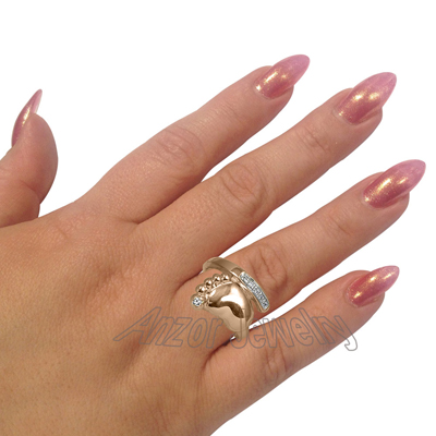 14k diamond Gold Ring Baby Feet Ring