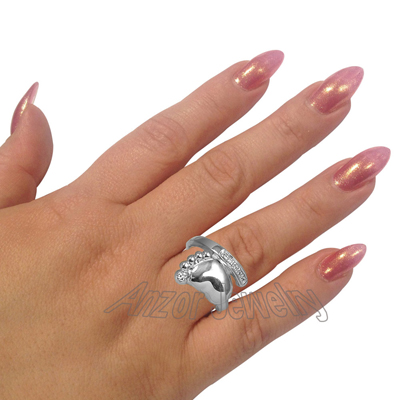 14k Solid Gold Ring Human Feet Ring