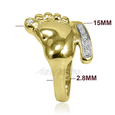 18k Solid yellow Gold Ring Human Feet Ring
