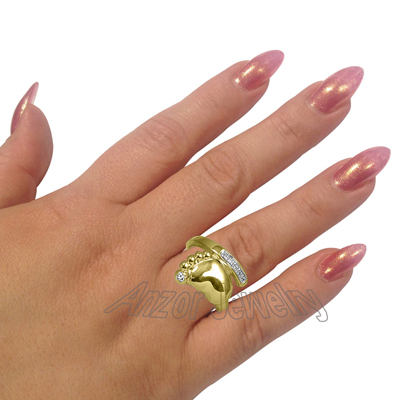 18k Solid yellow Gold Ring Human Feet Ring