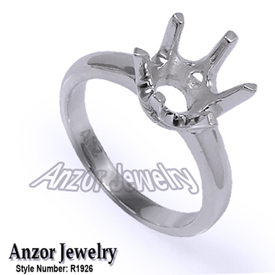 Six-Prong round edge Ring Mounting in Platinum