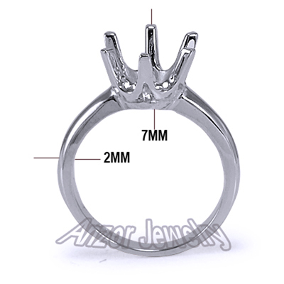 Six-Prong round edge Ring Mounting in Platinum