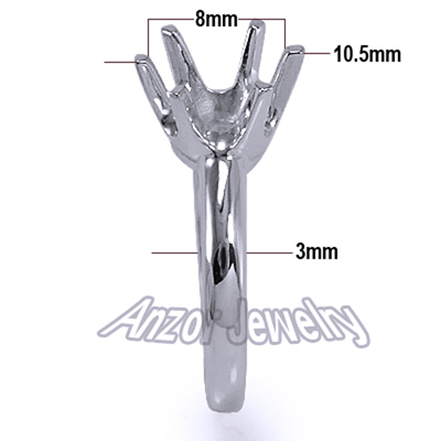 Six-Prong round edge Ring Mounting in Platinum