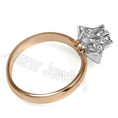 Russian Style Platinum and Rose Gold Diamond Ring