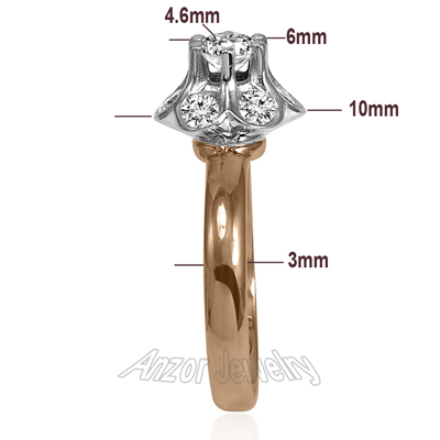 Russian Style Platinum and Rose Gold Diamond Ring