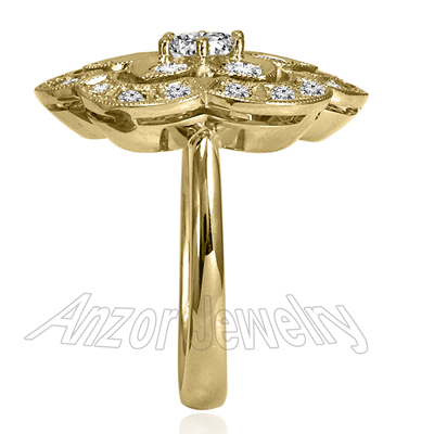 14K Yellow Gold Diamond Russian Style Ring