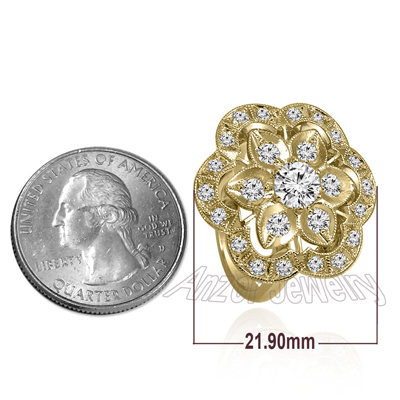 14K Yellow Gold Diamond Russian Style Ring