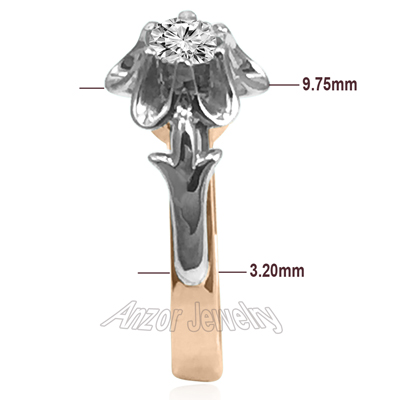 Russian Style Diamond Ring 14k Rose & White Gold