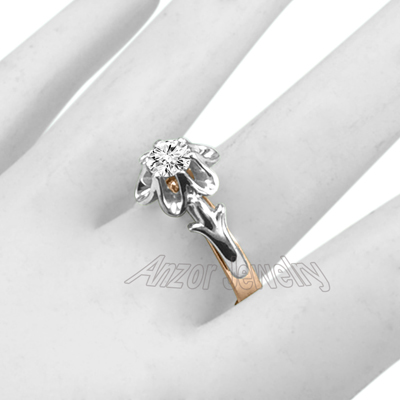 Russian Style Diamond Ring 14k Rose & White Gold