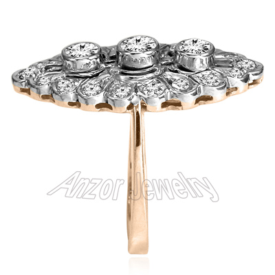 Russian Style 14k Rose & White Gold Diamond Ring
