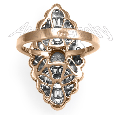 Russian Style 14k Rose & White Gold Diamond Ring