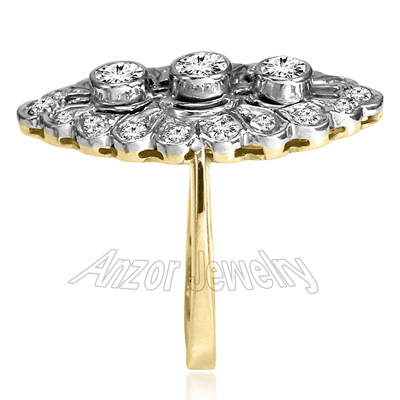 Russian Style 14k Yellow & White Gold Diamond Ring