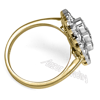 Russian Style 14k Yellow & White Gold Diamond Ring