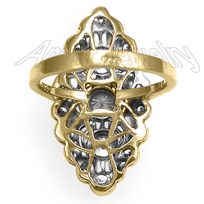 Russian Style 14k Yellow & White Gold Diamond Ring