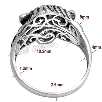 Men's Lion diamond Ring in sterling Silver