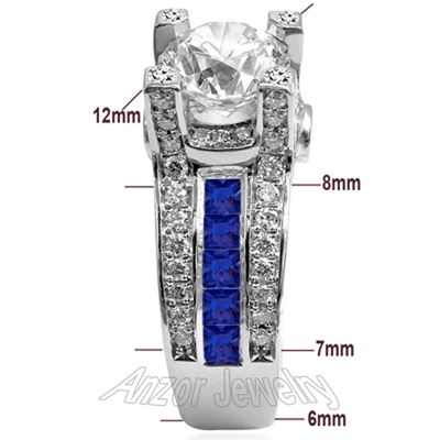14k Diamond Sapphire & White Topaz Engagement Ring