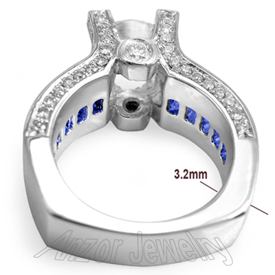 14k Diamond Sapphire & White Topaz Engagement Ring