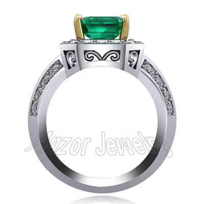 18k Gold Emerald Diamond Ring