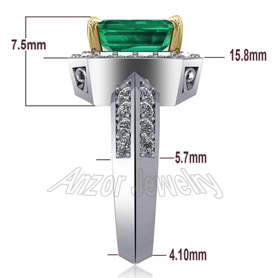 18k Gold Emerald Diamond Ring