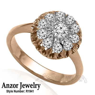 Russian Style 14k Rose & White Gold Diamond Ring