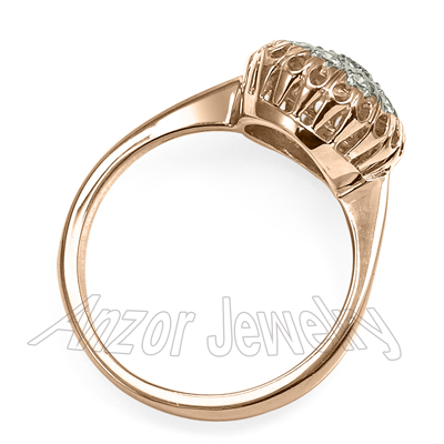 Russian Style 14k Rose & White Gold Diamond Ring