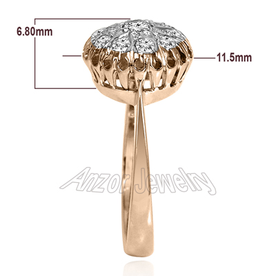 Russian Style 14k Rose & White Gold Diamond Ring