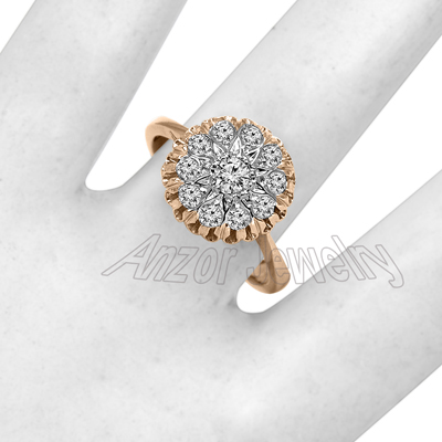 Russian Style 14k Rose & White Gold Diamond Ring