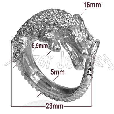 Men's Crocodile Ring 14k White Gold