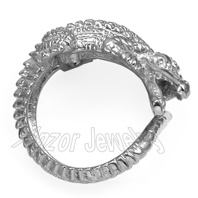 Men's Crocodile Ring 14k White Gold