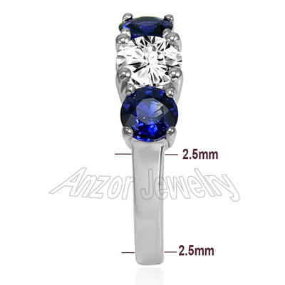 Platinum Sapphire Diamond Three Stone Ring