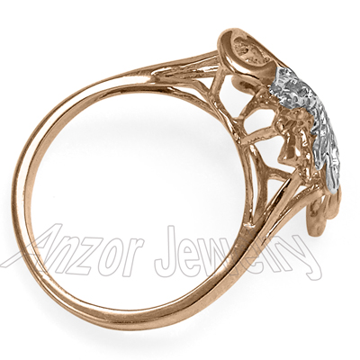 14K Two-Tone Gold Leaf Ring