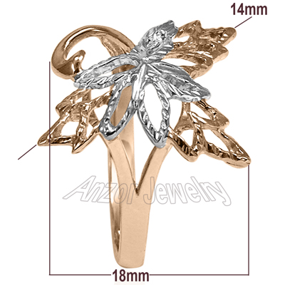 14K Two-Tone Gold Leaf Ring