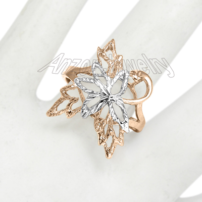 14K Two-Tone Gold Leaf Ring