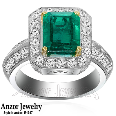 Platinum Emerald Diamond Ring