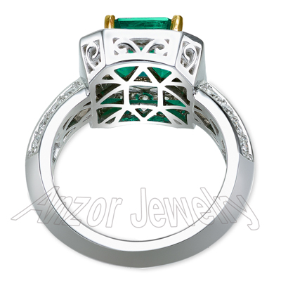 Platinum Emerald Diamond Ring