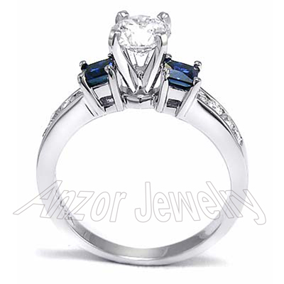 Princess Sapphire Diamond Ring in Platinum