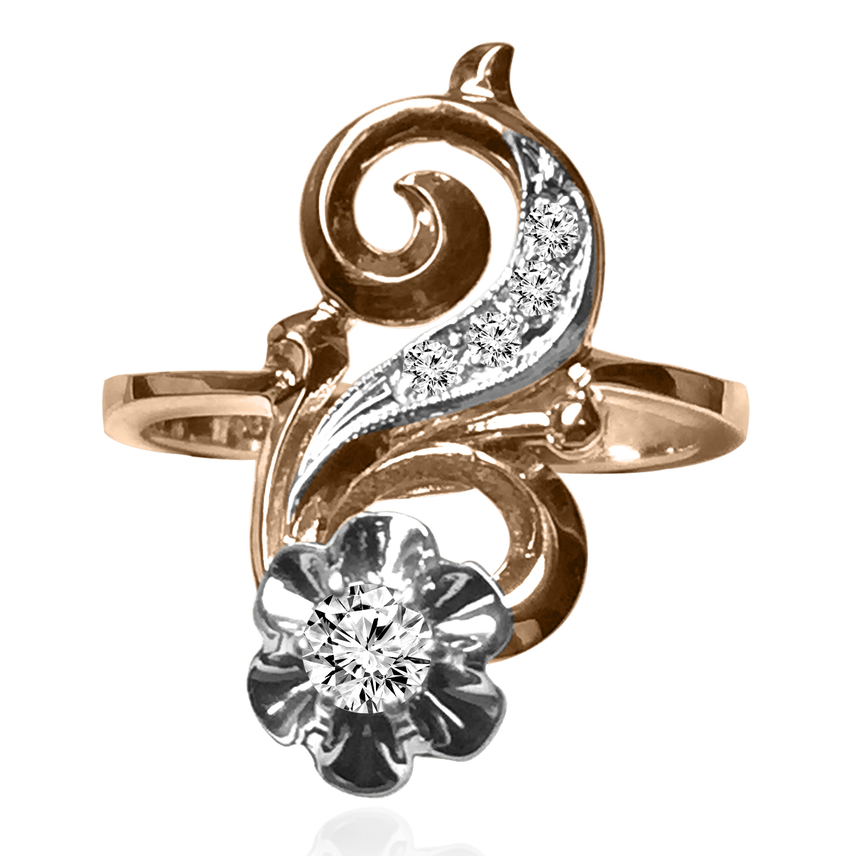 Russian Style decorative Diamond Ring 14K GOLD