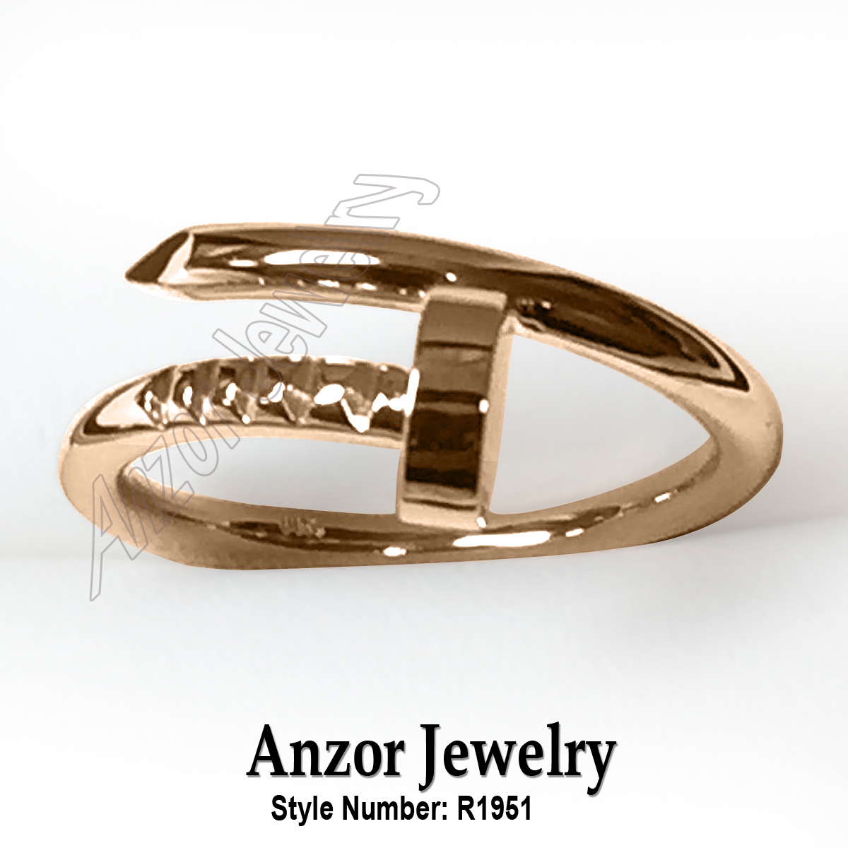 14k Solid Gold Swirl Nail Ring 2.30 mm width